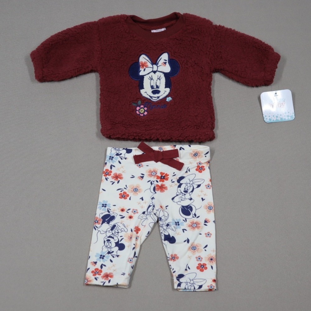 Disney Baby Girls Minnie Mouse Sherpa Top‎ and Leggings Set - Sheer Pink - 0-3M